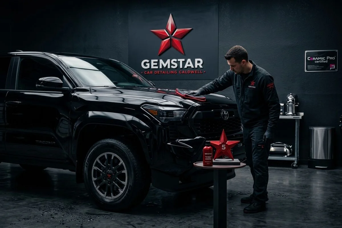 2024 Toyota Tacoma ready for 5-year ceramic install in Caldwell bay