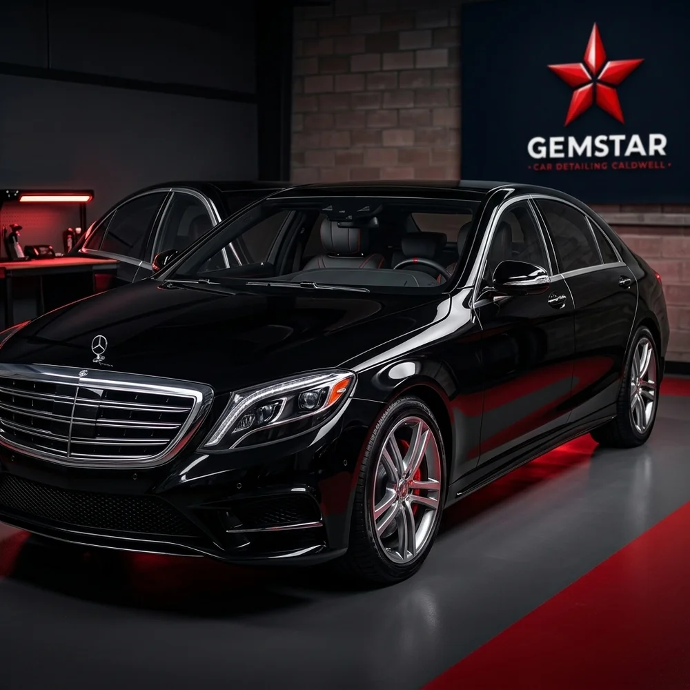 Detailed black luxury sedan in Caldwell bay