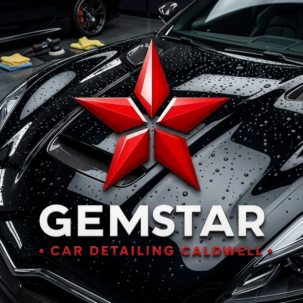 Macro of water beading on ceramic-coated black sports car