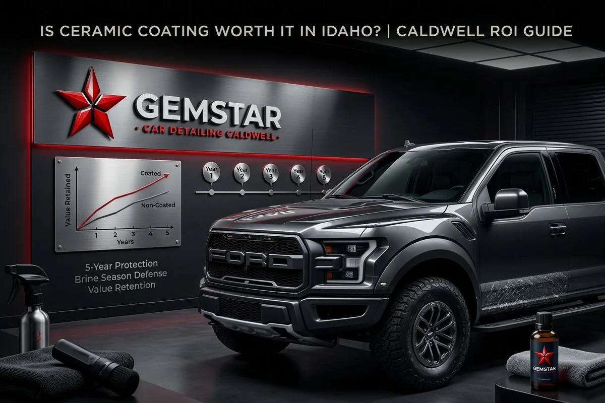 Ceramic coating ROI calculation overlaid on Idaho vehicle