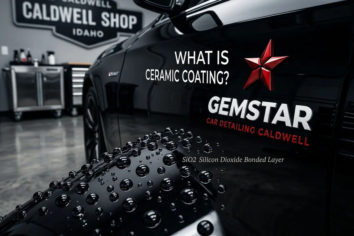 Macro of water beading on a properly applied ceramic coating