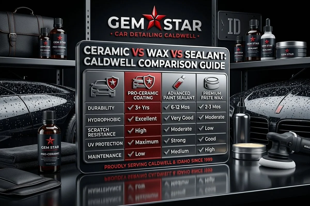Three protection options comparison: ceramic, wax, sealant