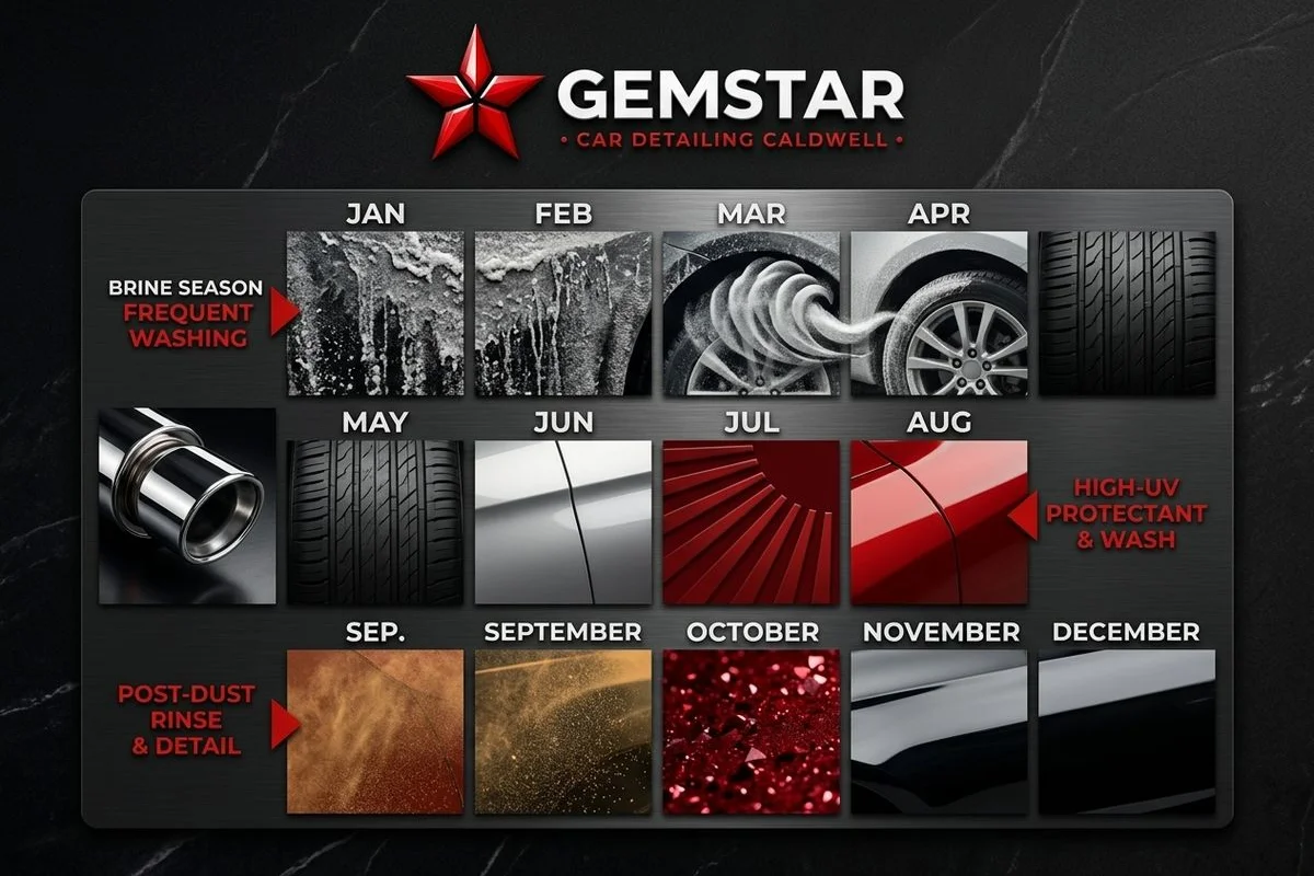 Idaho seasonal wash calendar showing brine, UV, and dust seasons