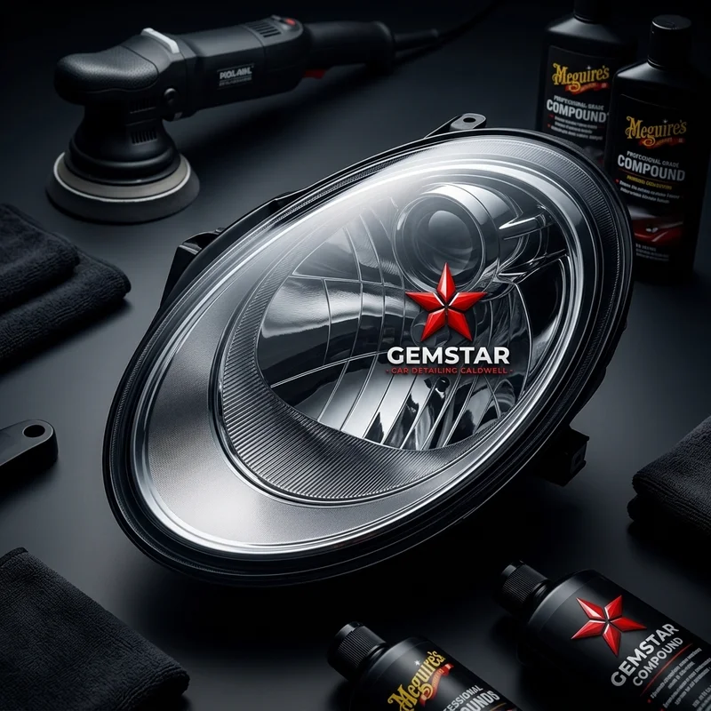 Restored headlight clarity after multi-stage polishing