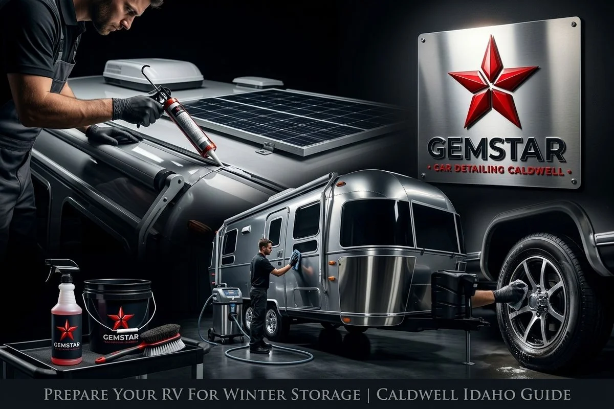 Pre-storage RV detail in progress at Caldwell facility