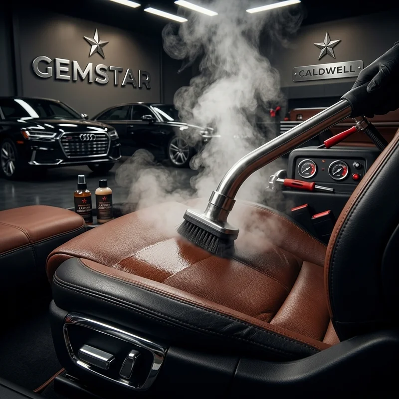 Interior steam extraction in dark detail bay