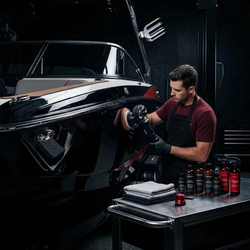 Wakeboard boat hull restoration after Lake Lowell season